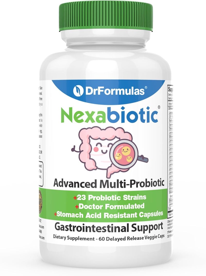 DrFormulas Nexabiotic Advanced Multi-Probiotic with 23 Probiotic Strains for Gastrointestinal Support - 60 Delayed Release Veggie Capsules - Image 1